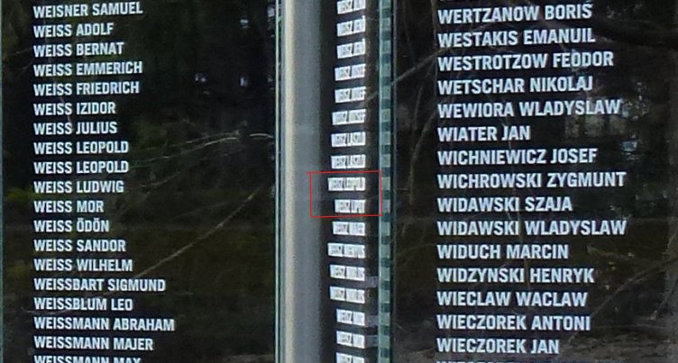 KZ Ebensee memorial panel listing Lipot Weisz