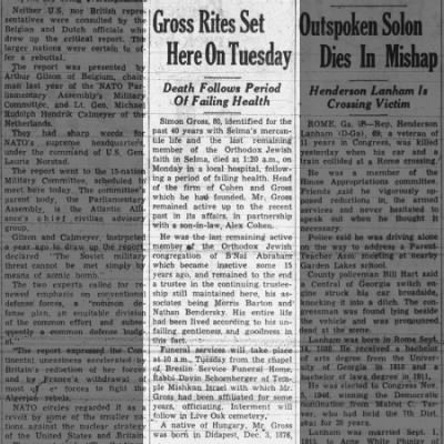 1957 Selma newspaper obituary — document scan