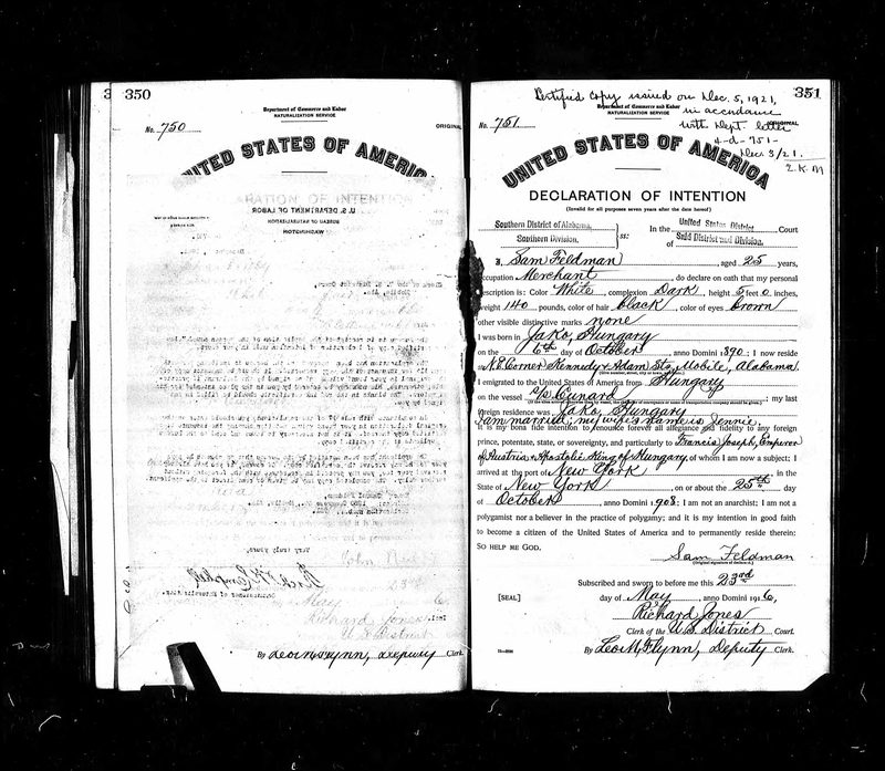 1916 Declaration · book/binder view — document scan