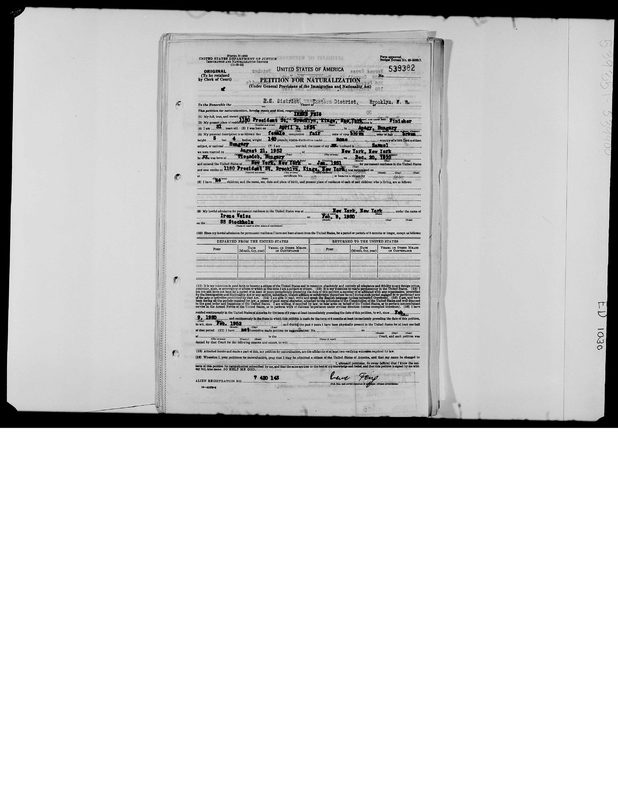Immigration record — document scan