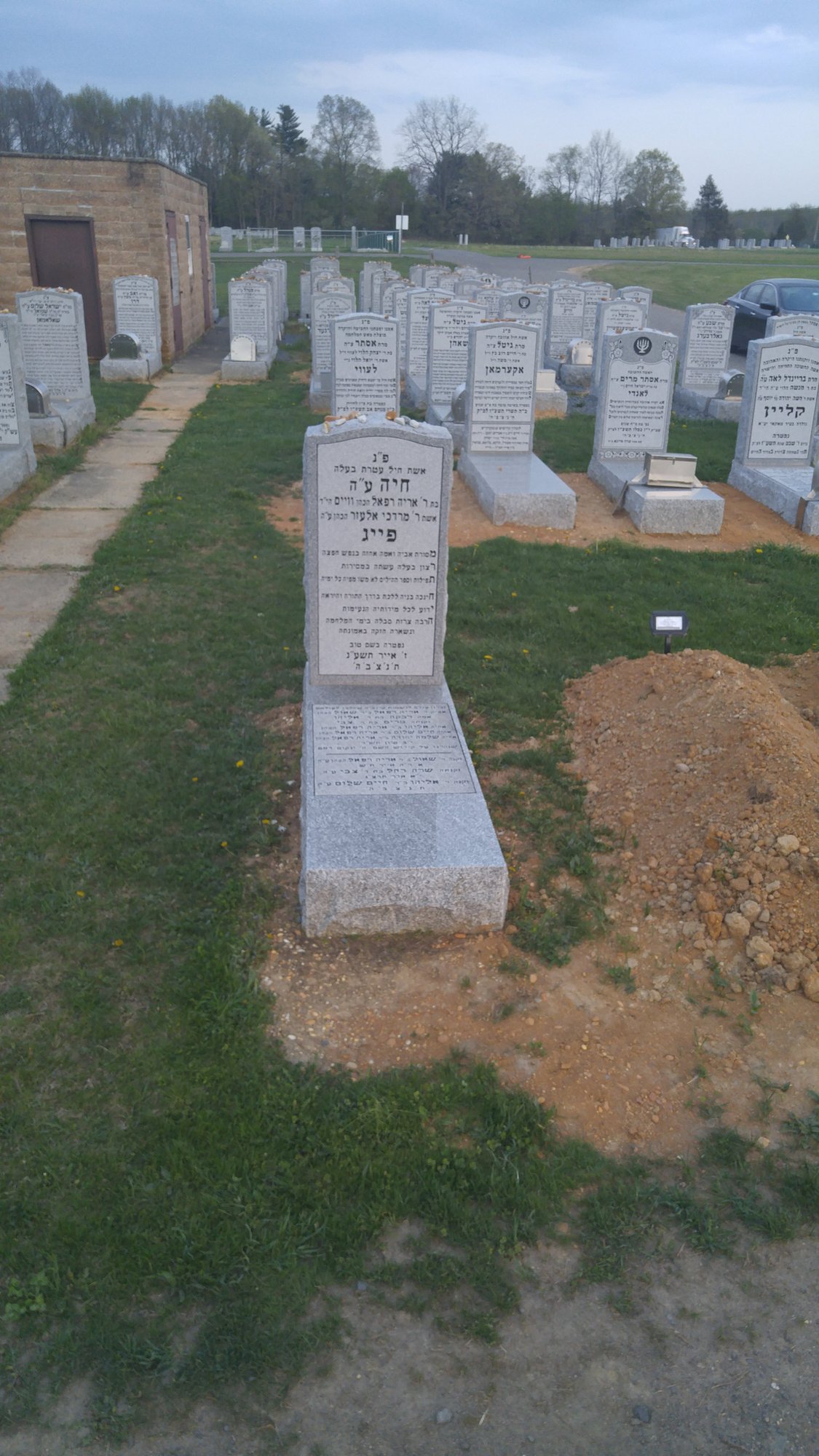 Wider view of Bobby's matzeivah at Floral Park Cemetery, Deans NJ, May 2018